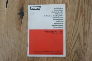 FAHR Ladewagen Mäher Stalldungstreuer Preisliste Typ 171 80 Seiten 1970 - Bild 1 von 6