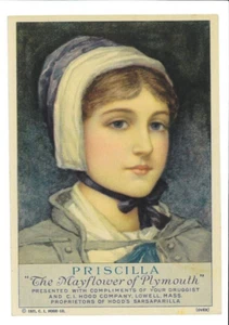 trade card "PRISCILLA" Mayflower Of Plymouth HOOD'S Sarsaparilla Neb S6D-TC-3472 - Picture 1 of 2