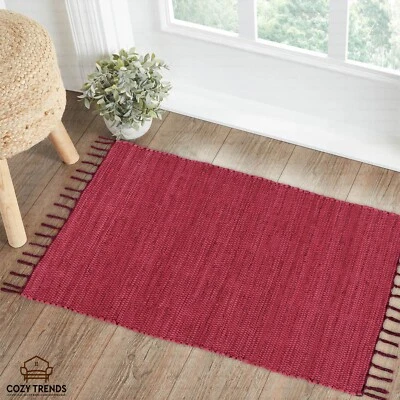 Hand-Woven Cotton Chindi Rug 2'x3' - Boho Chic Decor - Free Shipping! - Image 1 of 4