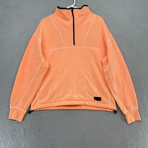 Rag & Bone Sweatshirt Womens Medium Boxy Orange Oversized Crop Pullover 1/4 Zip - Picture 1 of 13