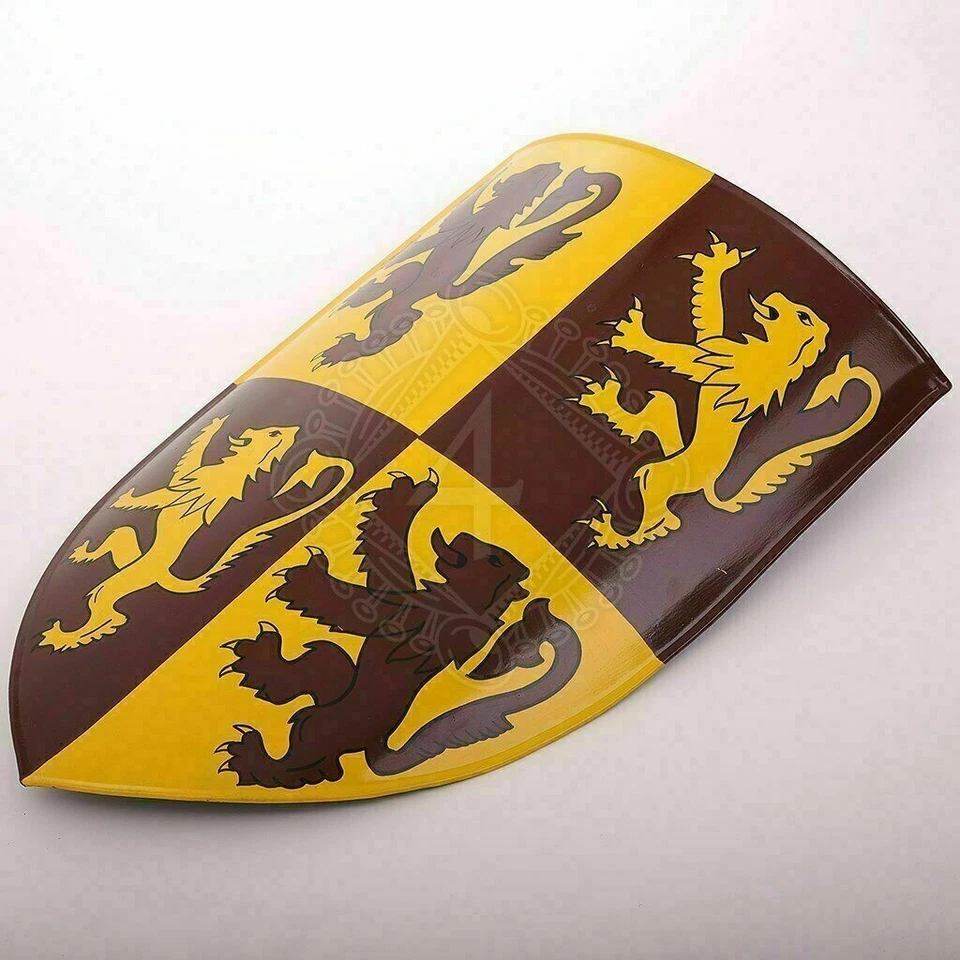 Medieval Warrior Steel Shield with Welsh Dragon Yellow Replica Heater Shield - Image 1 of 4