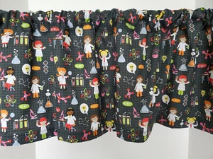 Valance School Classroom Science Theme Graph Paper Black Background Teacher NEW - Picture 1 of 6