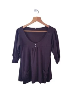 E-Vie Womens Ladies Long Sleeve Brown Knit Basic Tunic Top Size 10-12UK Regular - Picture 1 of 12
