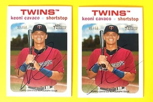 (2) 2020 Topps Heritage Minor League Keoni Cavaco Autograph White 05/50 & 32/50 - Picture 1 of 1