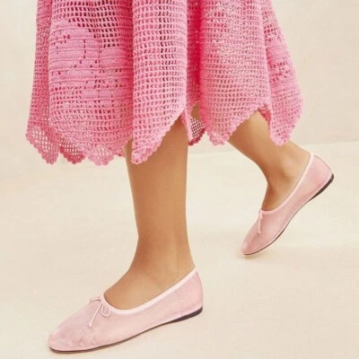 Pisos de ballet suaves Loeffler Randall Landon talla 10 rosa claro malla cuero NUEVO $250 Foto 1 de 4