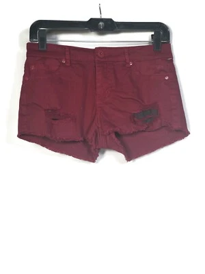 Forever 21 Red Distressed Denim Jean Cut Off Shorts Size 26 - Image 1 of 3