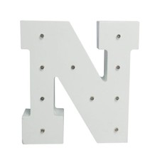 Letter "N" Rustic Wooden Vintage Inspired Marquee Sign Light 6" Night Lamp