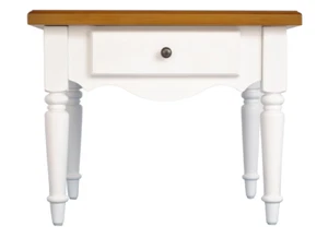 White / Oak Effect 1 Drawer Lamp / End Table W57cm x D53cm x H45cm ELSIE - Picture 1 of 7