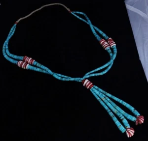 Circa 1970’s Santo Domingo Turquoise and Spiny Oyster Shell Jacla Necklace - Picture 1 of 4