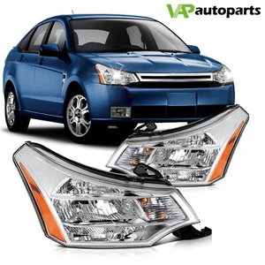 For Ford Focus 2008-2011 Chrome Housing Clear Lens Headlights Assembly Pair - Picture 1 of 9