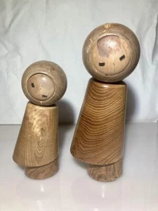 Hideo Ishihara Kokeshi Rare Michinoku Oyako 21cm, 16cm Damaged - Picture 1 of 7