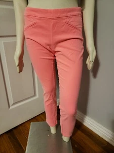 Gap Coral Khakis Pockets Zip Side Leg Super Skinny Chino Mid Rise Pants Size 12 - Picture 1 of 9