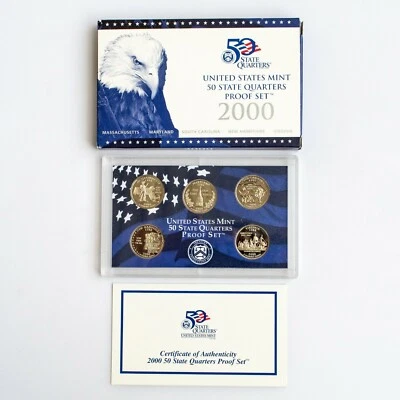 2000 S US 50 State Quarters Uncirculated Proof Mint Set - 5 Proof Coins OGP COA - Image 1 of 4