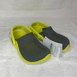 NEW! Crocs Literide 360 Clog T Slate Grey/ Citrus Yellow Youth Little Kids - Picture 1 of 6
