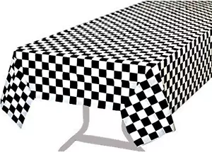 Pcs of 2 Premium Plastic Checkered Flag Tablecloths Picnic Table Covers, Tableco - Picture 1 of 12