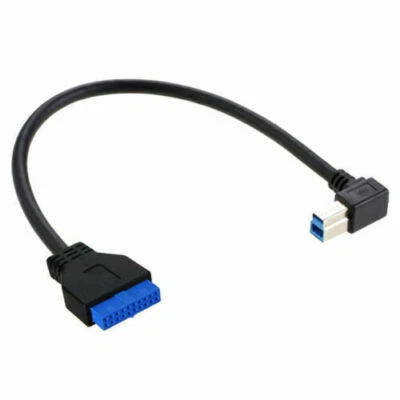 90 Degree Left angled USB 3.0 B Type Male - 3.0 Motherboard 19pin Cable - Image 1 of 4