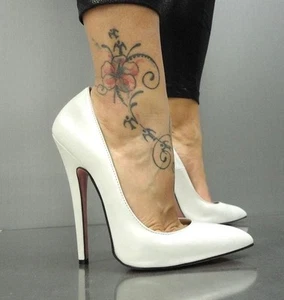 MORI MADE IN ITALY NEW HIGH SKY HEELS PUMPS SCHUHE SHOES LEATHER WHITE BIANCO - Imagen 1 de 12