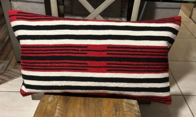 Navajo Design Chief's Southwest Wool Handmade Pillow Case Cushion Cover 18x30 in - Image 1 of 4