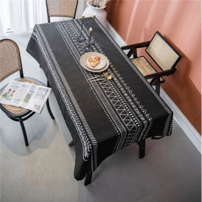 Black Bohemia Rectangle Tablecloth for Dining Room Table Cloth Cover Party Decor - Image 1 of 4