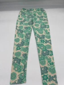 LuLaRoe OS Leggings Blumenmuster Pull On Stretchbund Pink & Grün - Bild 1 von 3