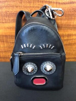 Authentic FENDI Leather & Nylon Mini Keychain Backpack - Image 1 of 4