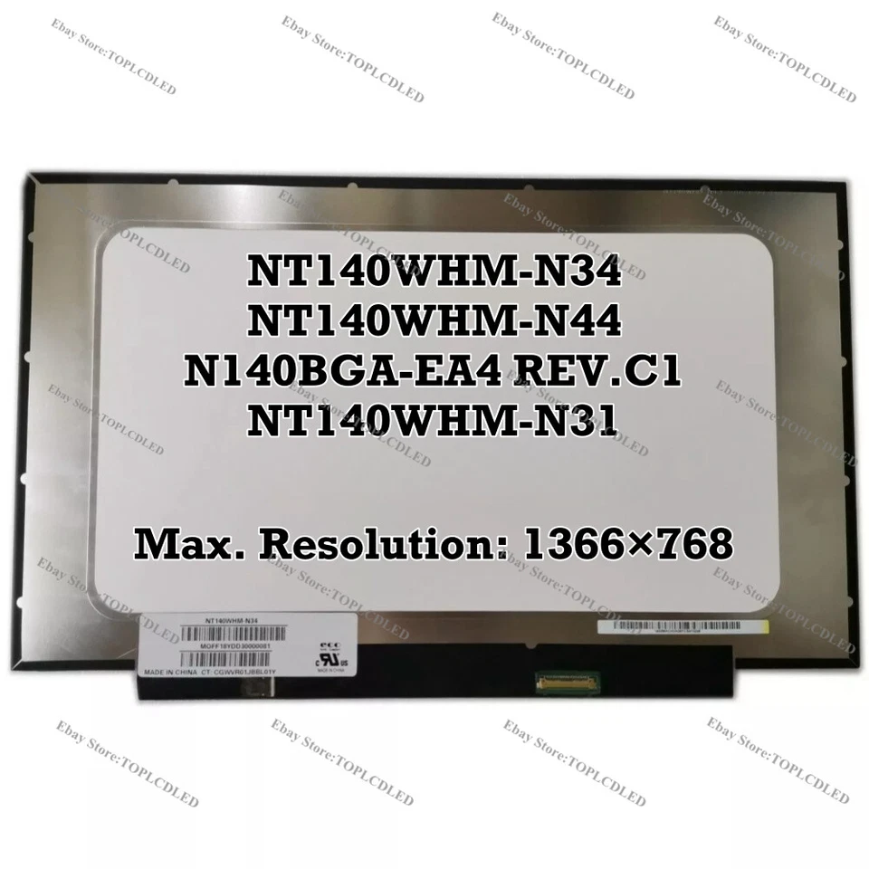 14" NT140WHM-N34 NT140WHM-N44 N140BGA-EA4 REV.C1 NT140WHM-N31 HD LCD Bildschirm - Bild 1 von 1
