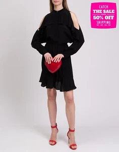 Vestido Twinset línea A PVP €250 IT42 US6 UK10 S mezcla de seda manga hombro frío - Imagen 1 de 9