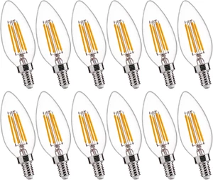 B11 E12 LED Candelabra Bulbs 60W Equivalent, Dimmable LED Candle Light Bulbs, 27 - Picture 1 of 12
