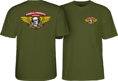 Powell Peralta WINGED RIPPER Skateboard T Shirt MILITARY GREEN - Image 1 of 3
