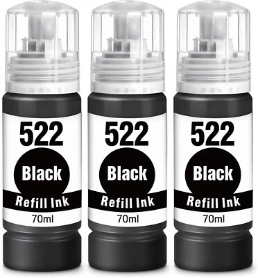 Black 522 Ink Bottle Compatible WITH Epson T522 Fits EcoTank ET2400 ET2800 NEW - Image 1 of 4