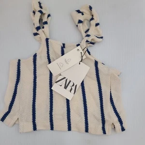 Zara Kids Girl's striped top Textured weave Shirt Top Blouse Sz 6 5767 702 066 - Picture 1 of 8