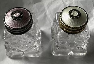 Norwegian Sterling Silver & Guilloche Enamel Salt & Pepper Pots/Shakers Art Deco - Picture 1 of 22