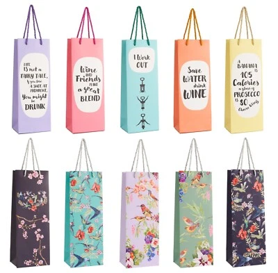 MATANA 15 Strong Wine Bottle Gift Bags with Ribbon Handles for Parties - 35x13x9cm