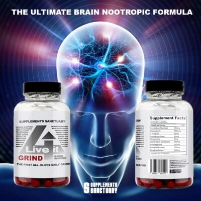 SUPPLEMENTS SANCTUARY Live it Grind it , Live 4 The Grind Natural Nootropic Supplement..UK Approved