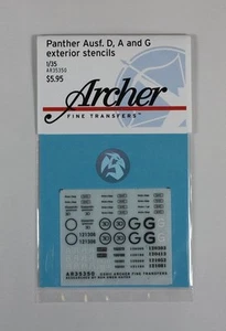 Plantillas exteriores surtidas Archer 1/35 para Panther Ausf.A, D y G Segunda Guerra Mundial Ar35350 - Imagen 1 de 1