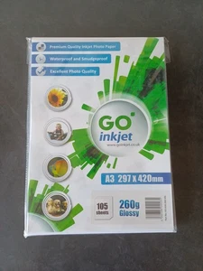 Papier photo A3 brillant 260gsm 100 feuilles pour imprimantes jet d'encre légers dommages - Photo 1/5