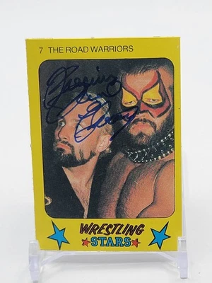 Tarjeta firmada Paul Ellering Road Warriors 1986 Monty Gum Super Wrestling Stars Foto 1 de 2