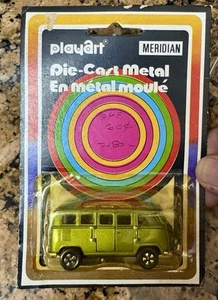 Vintage Playart Lime Green VW Van Bus - tan interior side doors open N O S Rare - Picture 1 of 6