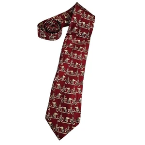 Vintage Marco Polo Mens Tie Necktie Red Cream Elephant Print - Picture 1 of 3