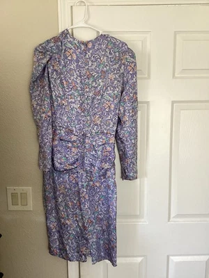 Vestido Vintage Maggy London Talla 8 Seda Púrpura Floral Romántico Años 90 Y2K Maxi Foto 1 de 3