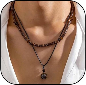 Puka Shell Necklace Men Summer Surfer Necklaces for C-Beaded pendant necklace - Picture 1 of 7