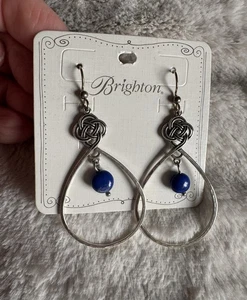 Brighton Celtic Knot Blue Stone Teardrop Dangle Earrings - Picture 1 of 4