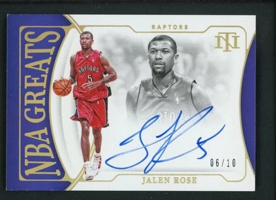 2021-22 JALEN ROSE 06/10 AUTO PANINI NATIONAL TREASURES NBA GREATS AUTOGRAPHS - Image 1 of 2