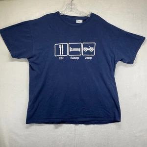 Jeep T Shirt Humor Graphic Short Sleeve Navy Blue Large EAT SLEEP JEEP - Picture 1 of 15