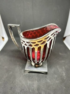 Antique Pairpoint Cranberry Glass And Silver Plate Jug - Picture 1 of 12