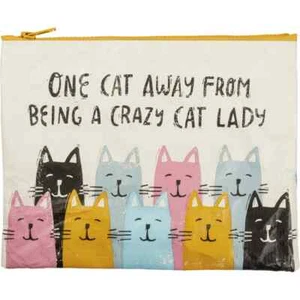One Cat Away from Crazy Cat Lady Zipper Pouch 9.5 x 7 in Primitives by Kathy New - Picture 1 of 3
