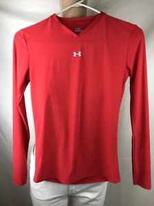 Under Armour Junior Size Medium Long Sleeve Athletic Shirt Red - Picture 1 of 10