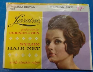 Vtg Lorraine Nylon Hair Net Perfect Size For Chignon Med. Brown # 150 - Picture 1 of 5