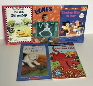 SET OF 5 SCHOLASTIC BOOKS YOUNG READERS BOOKS BILL COSBY BONES CLIFFORD  - Imagen 1 de 2