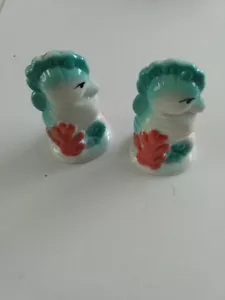 Shaker sale e pepe cavallucci marini, blu acqua dipinto a mano, da collezione - Foto 1 di 2